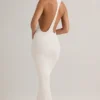 Robe longue à dos nageur Imelda en modal, blanche Robe longue à dos nageur Imelda en modal, blanche