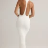 Robe longue à dos nageur Imelda en modal, blanche Robe longue à dos nageur Imelda en modal, blanche