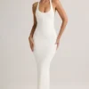 Robe longue à dos nageur Imelda en modal, blanche Robe longue à dos nageur Imelda en modal, blanche