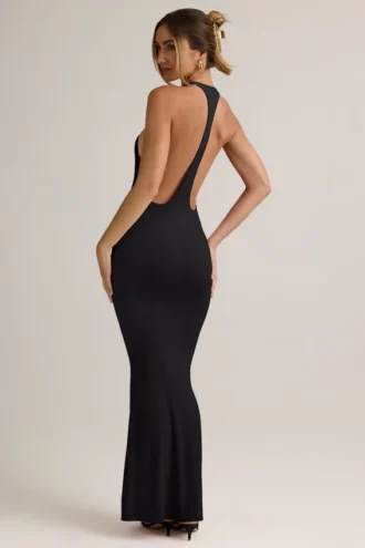 Robe longue à dos nageur Imelda en modal noir