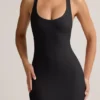 Robe longue à dos nageur Imelda en modal noir Robe longue à dos nageur Imelda en modal noir