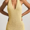Robe longue dos nu bouclée Mirri en jaune Robe longue dos nu bouclée Mirri en jaune