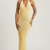 Robe longue dos nu bouclée Mirri en jaune Robe longue dos nu bouclée Mirri en jaune