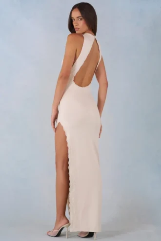 Robe longue à dos nu Cataleya en modal, couleur ivoire