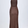 Robe longue dos nu à col licou Solara, couleur bronze Robe longue dos nu à col licou Solara, couleur bronze