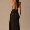 Robe longue dos nu Coralie en noir Robe longue dos nu Coralie en noir