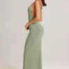 Robe longue dos nu à décolleté plongeant Leire en modal, vert sauge Robe longue dos nu à décolleté plongeant Leire en modal, vert sauge
