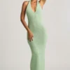 Robe longue à dos nu en bouclé Mirri, couleur menthe Robe longue à dos nu en bouclé Mirri, couleur menthe