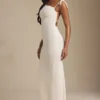 Robe longue dos nu en jersey texturé Noelia, couleur ivoire Robe longue dos nu en jersey texturé Noelia, couleur ivoire