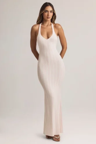 Robe longue à dos nu en modal Hallie à imprimé rayé