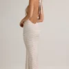 Robe longue à dos nu en modal Hallie à rayures roses et jaunes Robe longue à dos nu en modal Hallie à rayures roses et jaunes