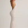 Robe longue à dos nu en modal Hallie à rayures roses et jaunes Robe longue à dos nu en modal Hallie à rayures roses et jaunes