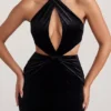 Robe longue à dos nu en velours Adriana, noir jais Robe longue à dos nu en velours Adriana, noir jais