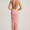 Robe longue dos nu à encolure dégagée et ornements Tavira, rose Robe longue dos nu à encolure dégagée et ornements Tavira, rose