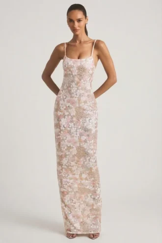 Robe longue dos nu à encolure dégagée Tavira, ivoire