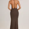 Robe longue dos nu à encolure plongeante Leire en modal, couleur chocolat Robe longue dos nu à encolure plongeante Leire en modal, couleur chocolat