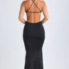 Robe longue à dos nu et découpes avec détails métalliques Omarosa, en noir Robe longue à dos nu et découpes avec détails métalliques Omarosa, en noir