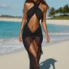 Robe longue à dos nu et découpes Caicos, en noir Robe longue à dos nu et découpes Caicos, en noir