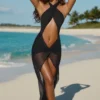 Robe longue à dos nu et découpes Caicos, en noir Robe longue à dos nu et découpes Caicos, en noir