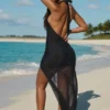 Robe longue à dos nu et découpes Caicos, en noir Robe longue à dos nu et découpes Caicos, en noir