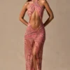 Robe longue à dos nu et découpes Caicos, imprimé cachemire Robe longue à dos nu et découpes Caicos, imprimé cachemire