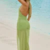 Robe longue à dos nu et découpes Caicos, vert olive