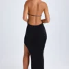 Robe longue à dos nu et découpes Solaria, en noir Robe longue à dos nu et découpes Solaria, en noir