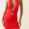 Robe longue à dos nu et découpes Xenia, couleur écarlate Robe longue à dos nu et découpes Xenia, couleur écarlate