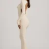 Robe longue dos nu froncée Regine en modal, couleur ivoire Robe longue dos nu froncée Regine en modal, couleur ivoire