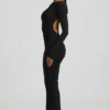Robe longue dos nu froncée Regine en modal, couleur noire Robe longue dos nu froncée Regine en modal, couleur noire