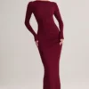 Robe longue dos nu froncée Regine en modal, couleur vin Robe longue dos nu froncée Regine en modal, couleur vin