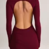 Robe longue dos nu froncée Regine en modal, couleur vin Robe longue dos nu froncée Regine en modal, couleur vin
