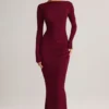 Robe longue dos nu froncée Regine en modal, couleur vin Robe longue dos nu froncée Regine en modal, couleur vin