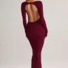 Robe longue dos nu froncée Regine en modal, couleur vin Robe longue dos nu froncée Regine en modal, couleur vin
