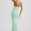 Robe longue dos nu à fronces Laverna, couleur menthe Robe longue dos nu à fronces Laverna, couleur menthe