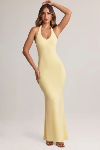 Robe longue à dos nu Hallie en modal, couleur Lemon Sherbet