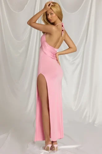 Robe longue à dos nu Indi, rose bonbon