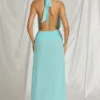 Robe longue à dos nu Kaeli bleu aqua Robe longue à dos nu Kaeli bleu aqua