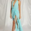Robe longue à dos nu Kaeli bleu aqua Robe longue à dos nu Kaeli bleu aqua