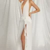 Robe longue à dos nu Kaeli en blanc