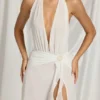 Robe longue à dos nu Kaeli en blanc