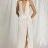 Robe longue à dos nu Kaeli en blanc