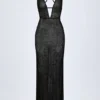 Robe longue dos nu Lanai ornée, en noir Robe longue dos nu Lanai ornée, en noir