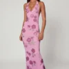 Robe longue à dos nu ornée Gyda, rose pâle