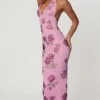 Robe longue à dos nu ornée Gyda, rose pâle
