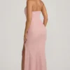 Robe longue à dos nu ornée Sansel, rose lavande