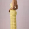 Robe longue dos nu à volants Tove, couleur jaune citron Robe longue dos nu à volants Tove, couleur jaune citron