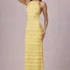 Robe longue dos nu à volants Tove, couleur jaune citron Robe longue dos nu à volants Tove, couleur jaune citron