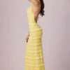 Robe longue dos nu à volants Tove, couleur jaune citron Robe longue dos nu à volants Tove, couleur jaune citron