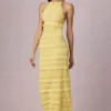 Robe longue dos nu à volants Tove, couleur jaune citron Robe longue dos nu à volants Tove, couleur jaune citron